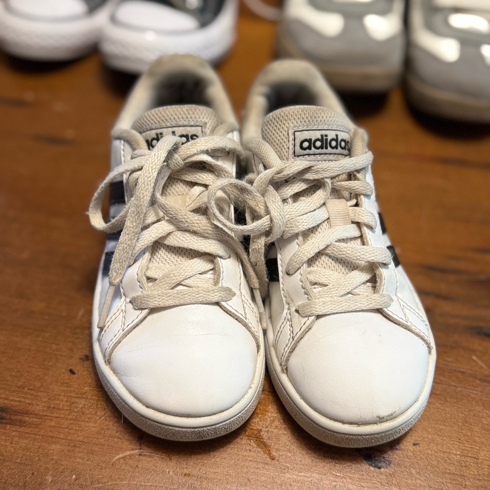 Adidas Kids Cream and Black Sneakers